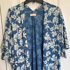Known Supply 100% organic cotton floral duster cover up cardigan w/pockets M/L